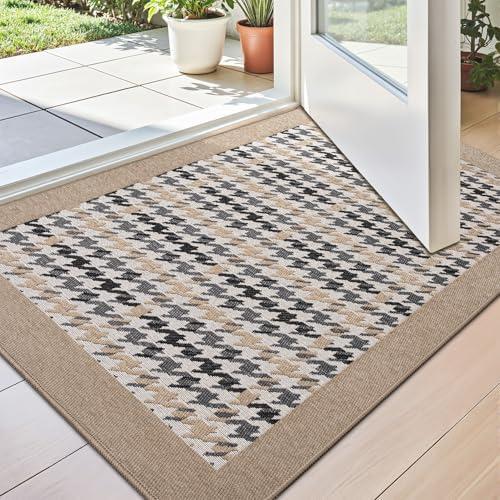 LUMI Inside Door Mat for Entry 24''x36'', Absorbent, Dirt Trapper, Low Profile Thin, Non Slip Mats with Rubber Backing, Ideal for Indoor, High Traffic, Garage, Entrance, Birdy Beige