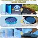 PETOCAT 97" Foldable Dog Pool Kiddie Swimming Pool, Plastic Non-Slip Hard Shell Kids Wading Pool, Large Portable Collapsible Pet Puppy Bathing Tub, Heavy Duty - Family Size, 8 ft x 16 inch.D - 5XL