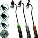 3 pcs Weed Puller Tool Garden Weed Pulling Tool, 2025 New Garden Weed Puller Tools Hand Weeder Tool with Rubber Handle, 4 Teethes Dual Purpose Manual Weeders Tool Weed Pulling Tool for Garden (GGO2)