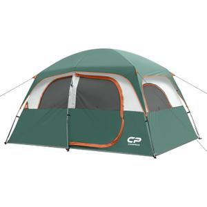 CAMPROS CP Upgraded 6/8 Person Camping Tents, Waterproof Windproof Family Tent with Larger Mesh Windows & Door, Double Layer, Easy Set Up, All-Season Dome Tent with Top Rainfly & Carry Bag