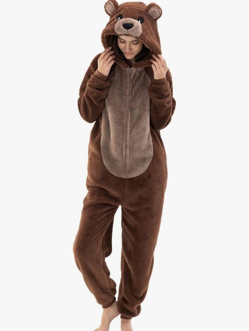 Snug Fit Unisex Adult Onesie Pajamas, Flannel Cosplay Animal One Piece Halloween Costume Sleepwear Homewear Size Large