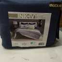 Ink+Ivy King Duvet Cover Set, Chic Chevron Chenille Tufting Accent, Boho Duvet King Set, All Season, Lightweight Cotton Duvet King Set Bedding Cover, 2 Shams, Mila, King/Cal King Navy 3 Piece