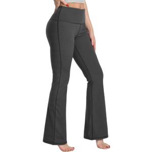 BUBBLELIME 29"/31"/33"/35"/37" 3 Styles Women's High Waist Bootcut Yoga Pants Basic/Side Pockets Tummy Control Workout Flared (L)