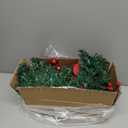 9Ft Pre-lit Christmas Garland with LED Lights Battery Operated, Holiday Decoration Stairs Wall Mantle Door Indoor Outdoor, Decorated with Red Flower, Balls, Berries, Snowy Pine, Christmas Collection