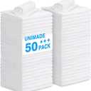 UNIMADE Shop Towel Rags, 50 Pack Reusable Shop Rags Bulk Microfiber Cleaning Cloth Lint Free Cleaning Towels for Car Kitchen Automotive Bar Mechanic Restaurant Garage, 11.5"x 11.5", White