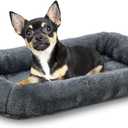 Patas Lague Bolster Dog Bed for Extra Small Dogs 16''x12'', Soft Warm Foam Pet Sofa Bed, Machine Washable Pet Cat Crate Mat for Toy Breeds, Dark Grey (XS:16x12x2 IN)