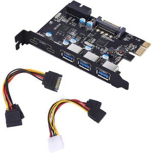 PCI-E to Type C (2),Type A (3) USB 3.0 5-Port PCI Express Expansion Card Expanding 2 USB 3.0 Ports with Internal 19-Pin Connector for Window 7/8/10/XP/Vista