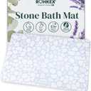 ROHKEX Diatomite Blue & White Shower Stone Mat - 15x24 in Diatomaceous Earth Bath Mat - Fast-Drying Non-Slip Bathroom Floor Board - Modern Home Aesthetic - Easy-Clean Draying Textured Surface, 1'3" x 1'11"