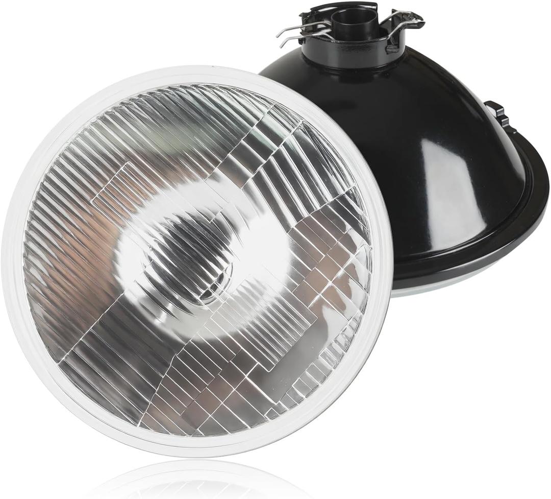 7 Inch LED Glass Headlight - High/Low Beam Conversion - Single Unit Chrome Semi-Sealed Housing - Fits H4/HB2/9003 Bulbs - Universal for Vintage & Modern Cars 1Pcs - No LED bulbs included.