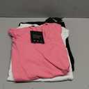 Ficerd 3 Pack Women's Short Sleeve Cotton T-Shirts V Neck Ribbed Slim Fit Tops Ladies' Casual Summer Basic Tee (Large, Black, White, Cherry Pink)