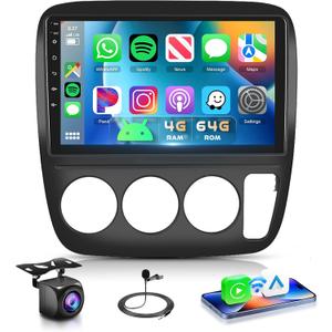 4G 64G Car Stereo for Honda CRV 1997-2001 Radio, 9inch 1280x720 IPS Touch Screen 36EQ DSP Wireless Carplay Android Auto Bluetooth 5.0 Android 15 GPS FM/RDS WiFi AHD Backup Camera