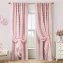 Cottage Core Whimsical Curtains,Pink Fairy Blackout Cottagecore Fancy Curtains for Living Room Bedroom 96 Inches Long (50"W x 96"L (Pack of 2))