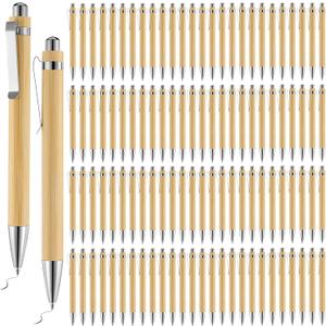 Maitys 1000 Pcs Bamboo Ballpoint Pens Bulk Wooden Retractable, Black Ink, 1mm Engraving Wooden Pen Customizable Gift Bulk