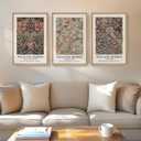 Framed William Morris Canvas Wall Art Set of 3, Vintage Boho Floral Paintings Prints, Rustic Farmhouse Botanical Artwork for Living Room, Bedroom, Hallway or Office, 16x24 Inch