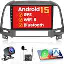 [5G WiFi] Android 15 Car Stereo for 2006-2012 Hyundai Santa Fe Radio, Hikity 9 Touchscreen Car Radio Wireless CarPlay Android Auto Mirror Link 2+32G Bluetooth/GPS/SWC FM/RDS/EQ Backup Camera+Mic