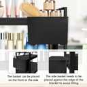 Bathroom Countertop Organizer with Basket & Hooks, 2 Tier Bathroom Organizers and Storage for Perfume, Cologne, Spice, Black Vanity Organizer for Kitchen, Office and Under Sinks (11.6" x 6.7" x 11.8")