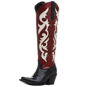 ARIAT Women's Elvira StretchFit Western Boot, Satin Black/Red Alert, 5.5