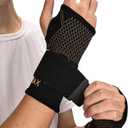 INDEEMAX Copper Wrist Compression Sleeve 1 Pair, Comfortable Hand Brace Support with Strap for Arthritis, Tendonitis, Sprains, Workout, Carpal Tunnel - Left & Right - Women and Men (Black New)