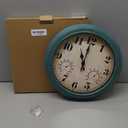 zyzamay 13 Inch Outdoor Clock with Thermometer and Hygrometer, Waterproof and Silent, Large Easy-to-Read Numbers, Ideal for Bedroom,Office,Living Room,Porch,Garden,Pool(Green)