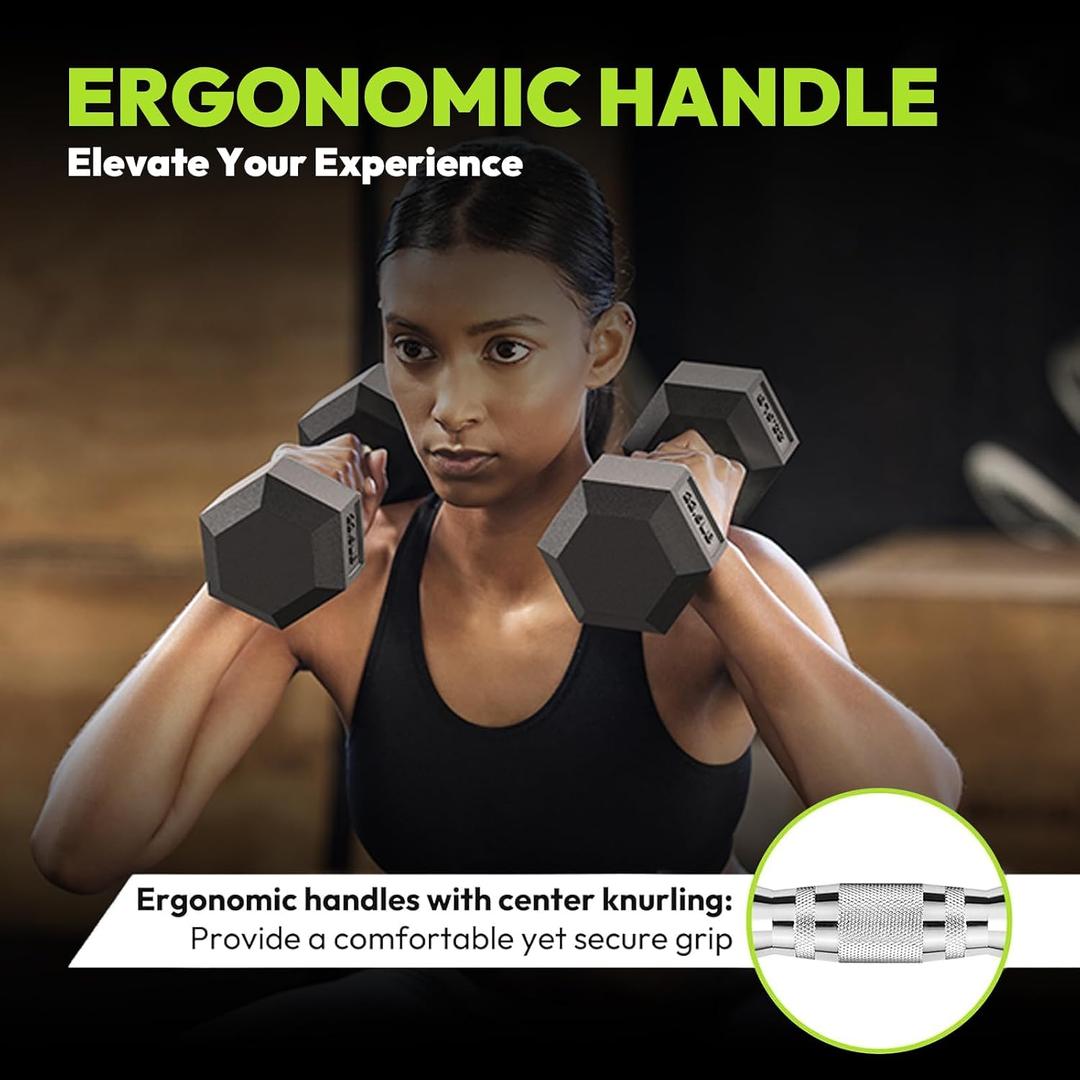 HANDBODE Hex Dumbbell, 5lb And 20Lb Rubber Encased Exercise & Fitness Dumbbells, Weights Dumbbells, Hand Weight for Strength Training