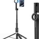 UBeesize Magnetic Tripod for iPhone with Remote, 64 Extendable Phone Stand for Video Recording/Vlogging, N52 Strong Holder for iPhone 12-15/Android, Portable Travel Selfie Stick Tripod(Black)