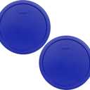Pyrex 7403-PC 10-Cup Cadet Blue Sculpted Mixing Bowl Replacement Food Storage Lid (2-Pack) - Made in USA