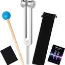 128Hz Tuning Fork, Aluminum Alloy, Includes Silicone Hammer and Storage Bag for Yoga,Meditation,Relaxation