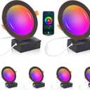 [6 Pack] CLOUDY BAY 6inch Smart WiFi LED Recessed Lights,RGB Color Changing Recessed Lighting,Compatible with Alexa and Google Home Assistant,15W 2700K-6500K,CRI90+ Wet Location,Oil Rubbed Bronze