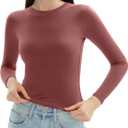 Women's Long Sleeve Shirts Crew Neck Slim Fit Going Out Tops Basic Tees Barely There Collection (M)