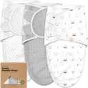 3-Pack Organic Baby Swaddle Sleep Sacks - Swaddles for Newborns, Infant 3-6 Months, Baby Girls, Boys, Soft & Snug Newborn Sleep Sack, Nursery Swaddling Blankets (Nordic, L)