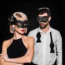 Wildarms Couple Masquerade Masks - Feather Women & Venetian Men Masks for Halloween Party, Mardi Gras Cosplay
