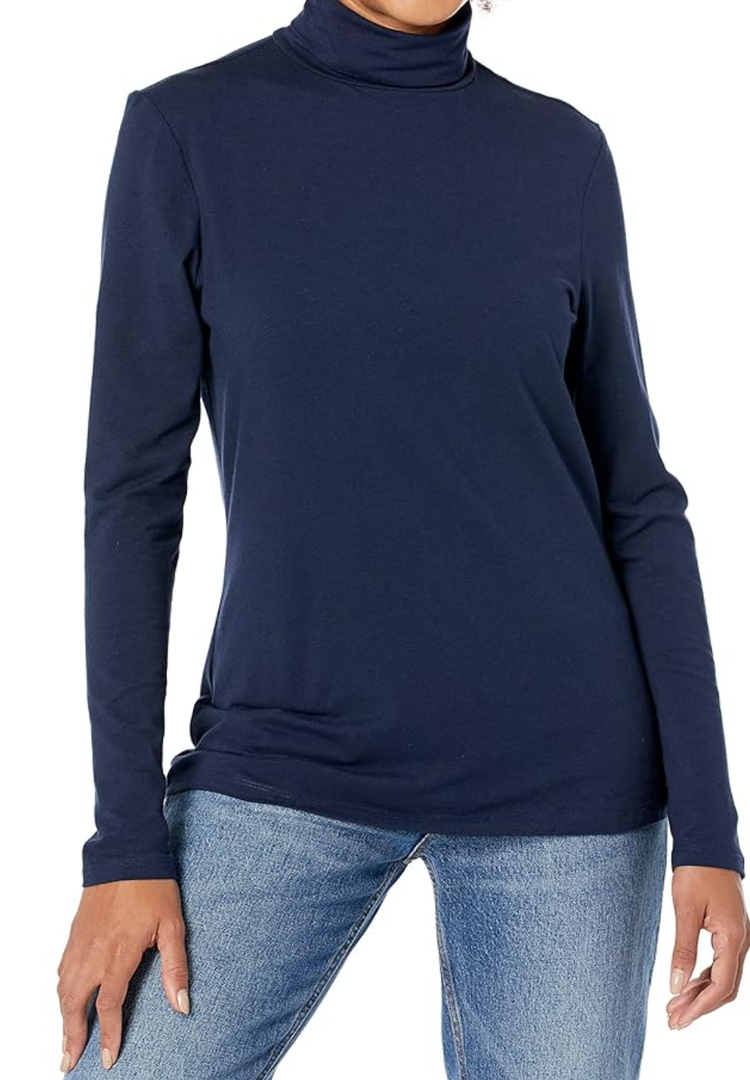 Ambiance  Essentials Women's Long-Sleeve Turtleneck Dark Blue S
