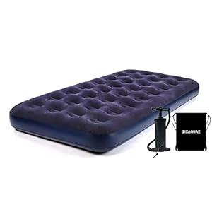 SIXAQUAE Twin Inflatable Air Mattress, 9" Raised , Comfort Flocked Portable Blow up Bed with Patch Kit and Hand Pump for Home Camping Travel