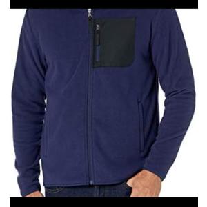 Amazon Essentials Men's Full-Zip Fleece Jacket (Available in Big & Tall), Black Navy Color Block,4 pcs Large