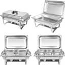 Chafing Dish Buffet Set[4 Pack] 8QT Stainless Steel Buffet Chafers,Catering Food Warmers Set With 7 Trays