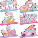 Yuntau 6 Pcs Donut Two Sweet Birthday Party Decorations 2st Birthday Decorations Grow up Party Table Sign Donut Theme Table Decor for Baby Shower Wedding Supplies