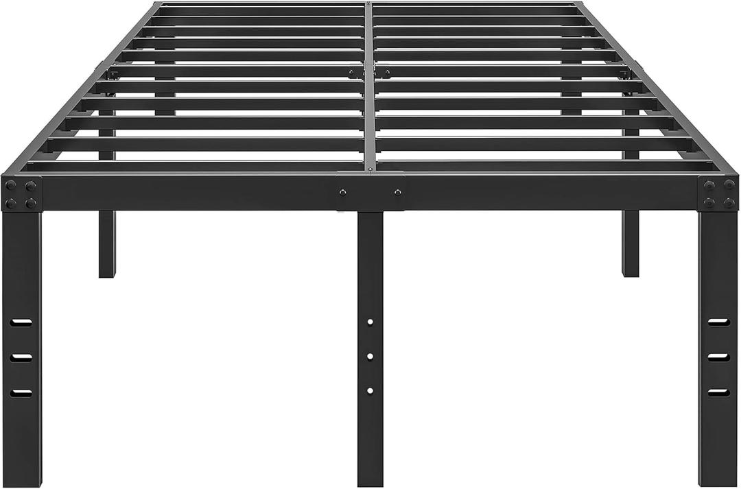 20 Inch California King Size Bed Frame, No Box Spring Needed, Heavy Duty Black Metal Platform Mattress Foundation with Steel Slats, Non-Slip Noise Free Easy Assembly, Large Storage