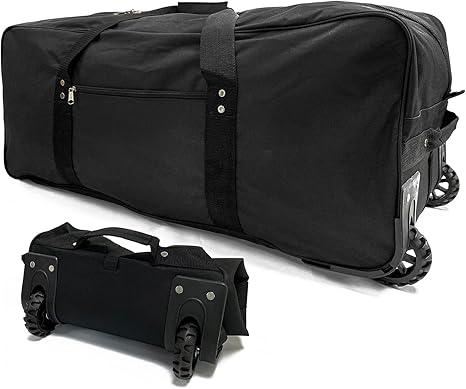 Extra large Foldable Duffle Bag with Bearing Wheels - 29"32"34"36"Heavy-Duty Water-Resistant Travel Duffel for Camping, Moving & Storage Black 600D Oxford