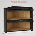 Goozii Corner Bread Box for Kitchen Countertop, Double Layer Large Breadbox for Counter Top, 2 Tier Wooden Farmhouse Homemade Bread Storage Container Holder Keeper for Cabinet (Black Bamboo Wood)