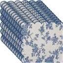 Christmas Cloth Napkins, 24 Pcs, Navy Blue Floral, 9.8" x 9.8"