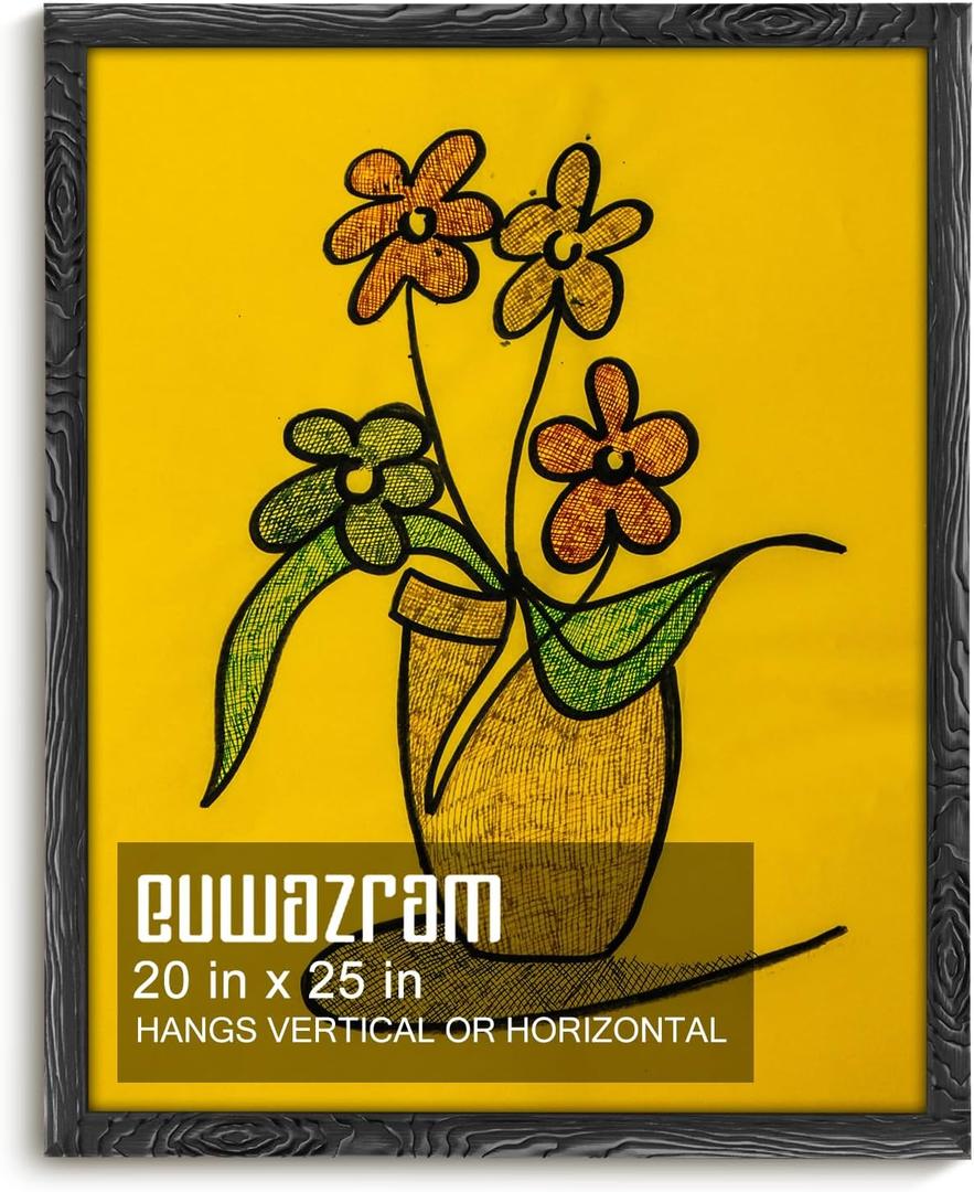 Ornate Matte Black 20x25 Frame - Single Frame, 20 x 25 Poster Frame for Artwork, Puzzles, Photos, Movie Posters Picture Frames