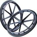 Wheelchair Wheels Assembly (Pair), 24 Inch Rear Wheel 24x1 3/8 Black Solid Tires, Wheel Replacement for Manual Wheelchairs, 12mm Bearings, Nylon Rim