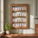 Vintage Wooden Spice Rack for 24 Jars Gold Ornate Frame Village Style Hanging Spice Shelf Wall Mounting Kitchen Storage Display Shelf Holiday Decorative Kitchen Decoration
