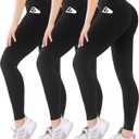 Blisset 3 Pack High Waisted Leggings for Women-Soft Athletic Tummy Control Pants for Running Yoga Workout Reg & Plus Size (Large-X-Large, 03-pokets-black/Black/Black)