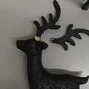 Burbell 2 Set Modern Christmas Decor Neutral Christmas Reindeer Decor Resin Deer Statues Figurines Elk Statues for Neutral Modern Living Room Bedroom Office Bookshelf Desk Ornaments(Black,Small)