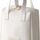 IMCUZUR Travel Makeup Bag Cosmetic Organizer for Women, Portable Skincare Bag for Traveling, Waterproof PU Leather Make up Tote Bag (White)