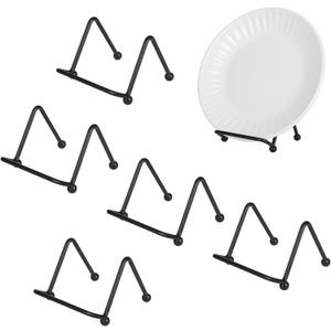 6 Pack 2.5 Inch Small Metal Plate Holder Display Stands, Black Mini Easel Stand for Picture, Book, Photo, Decorative Plate, Collectibles, Mobile Phone