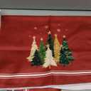 GEEORY Christmas Placemats 12x18 Inch Set of 2,  Xmas Trees Snowflakes Winter Seasonal Holiday Farmhouse Kitchen Dining Table Decoration for Indoor Outdoor Dinner Party Décor (Red) GP125-18