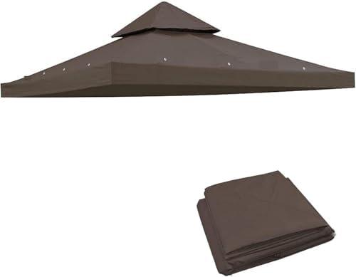 TGEHAP 10x10 Canopy Replacement Top Double Tiered Gazebo Cover for Yard, Patio & Garden Durable Sunshade Replacement, Dual Tier Cover Only(Coffee)