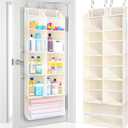 ULG Over the Door Organizer, 5-Tier Extra Large Hanging Storage with 10 Mesh Pockets, 100 lbs Capacity, Heavy Duty Door Organizer for Closet, Bedroom, Nursery Storage, Beige